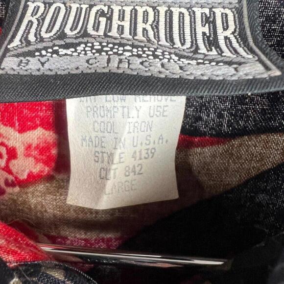 Vintage Roughrider Shirt Western Red Woman's size L Made in USA - Picture 3 of 8